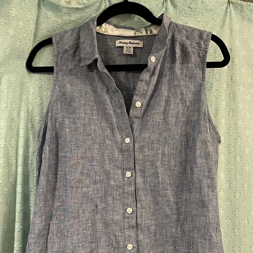 Tommy Bahama sleeveless linen shirt dress